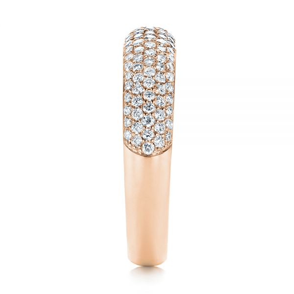 18k Rose Gold 18k Rose Gold Five Row Pave Diamond Wedding Band - Side View - 105296
