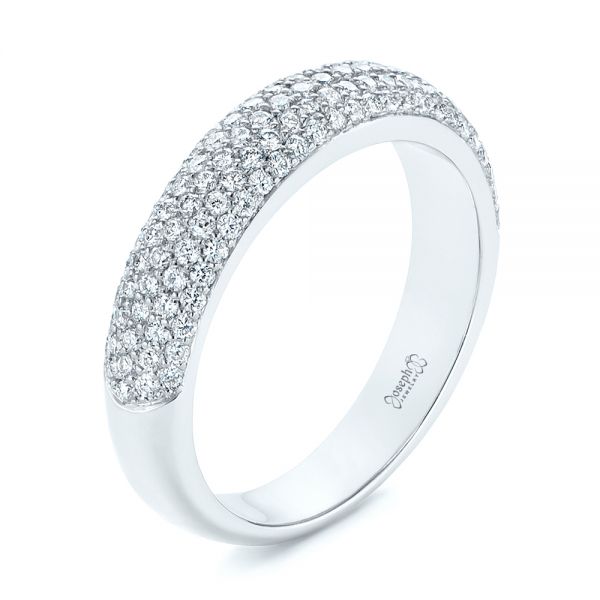  Platinum Platinum Five Row Pave Diamond Wedding Band - Three-Quarter View -  105296