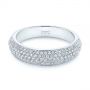 14k White Gold Five Row Pave Diamond Wedding Band - Flat View -  105296 - Thumbnail