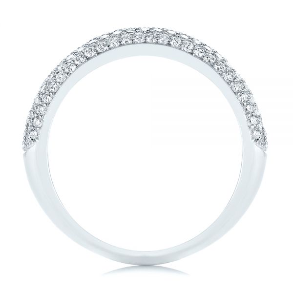 14k White Gold Five Row Pave Diamond Wedding Band - Front View -  105296