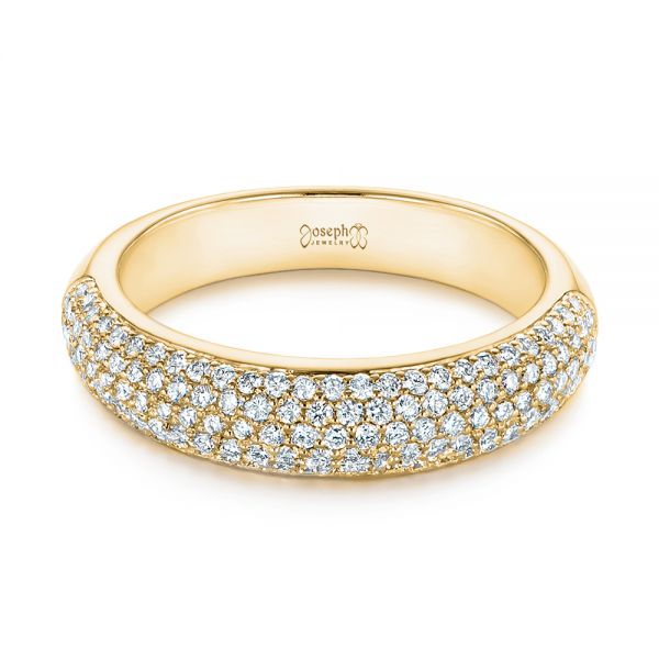 14k Yellow Gold 14k Yellow Gold Five Row Pave Diamond Wedding Band - Flat View -  105296