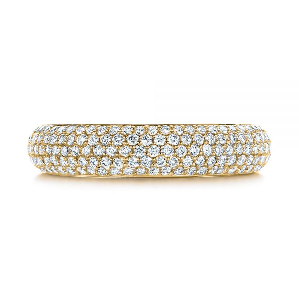 18k Yellow Gold 18k Yellow Gold Five Row Pave Diamond Wedding Band - Top View - 105296