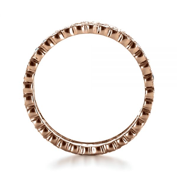 18k Rose Gold 18k Rose Gold Fleur-de-lis Yellow And White Diamond Women's Anniversary Band - Front View - 1249