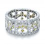 18k White Gold Fleur-de-lis Yellow And White Diamond Women's Anniversary Band - Flat View -  1249 - Thumbnail