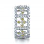 18k White Gold Fleur-de-lis Yellow And White Diamond Women's Anniversary Band - Side View -  1249 - Thumbnail