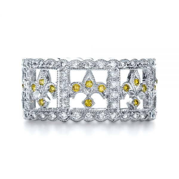 Fleur-de-lis Yellow And White Diamond Women's Anniversary Band #1249 ...