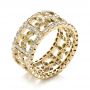 18k Yellow Gold 18k Yellow Gold Fleur-de-lis Yellow And White Diamond Women's Anniversary Band - Three-Quarter View -  1249 - Thumbnail