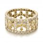 18k Yellow Gold 18k Yellow Gold Fleur-de-lis Yellow And White Diamond Women's Anniversary Band - Flat View -  1249 - Thumbnail