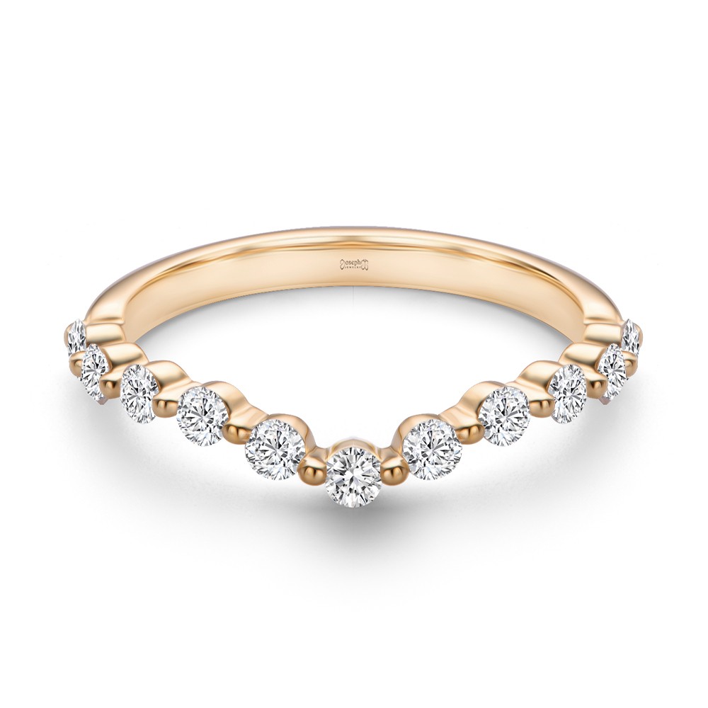 18k Rose Gold 18k Rose Gold Floating Diamond Curved Bubble Band - Flat View -  108126 - Thumbnail