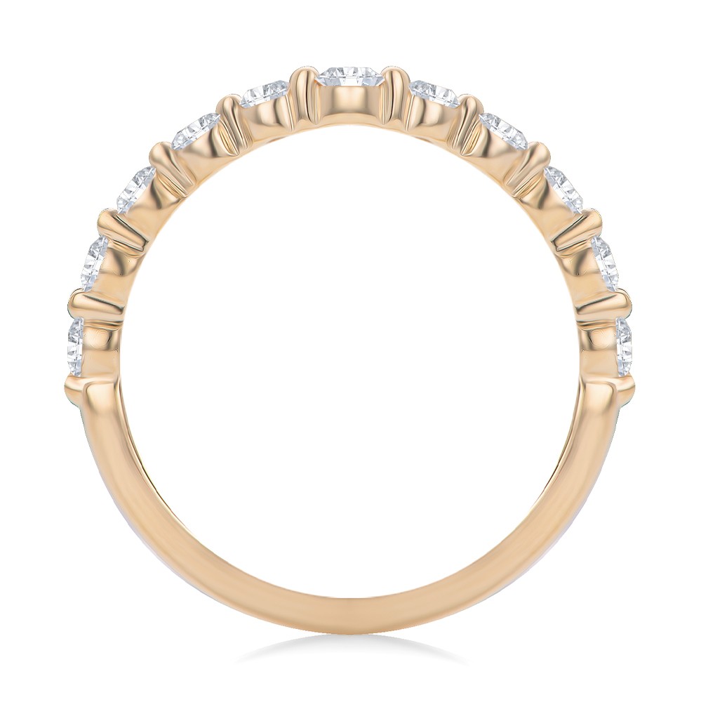 18k Rose Gold 18k Rose Gold Floating Diamond Curved Bubble Band - Front View -  108126 - Thumbnail