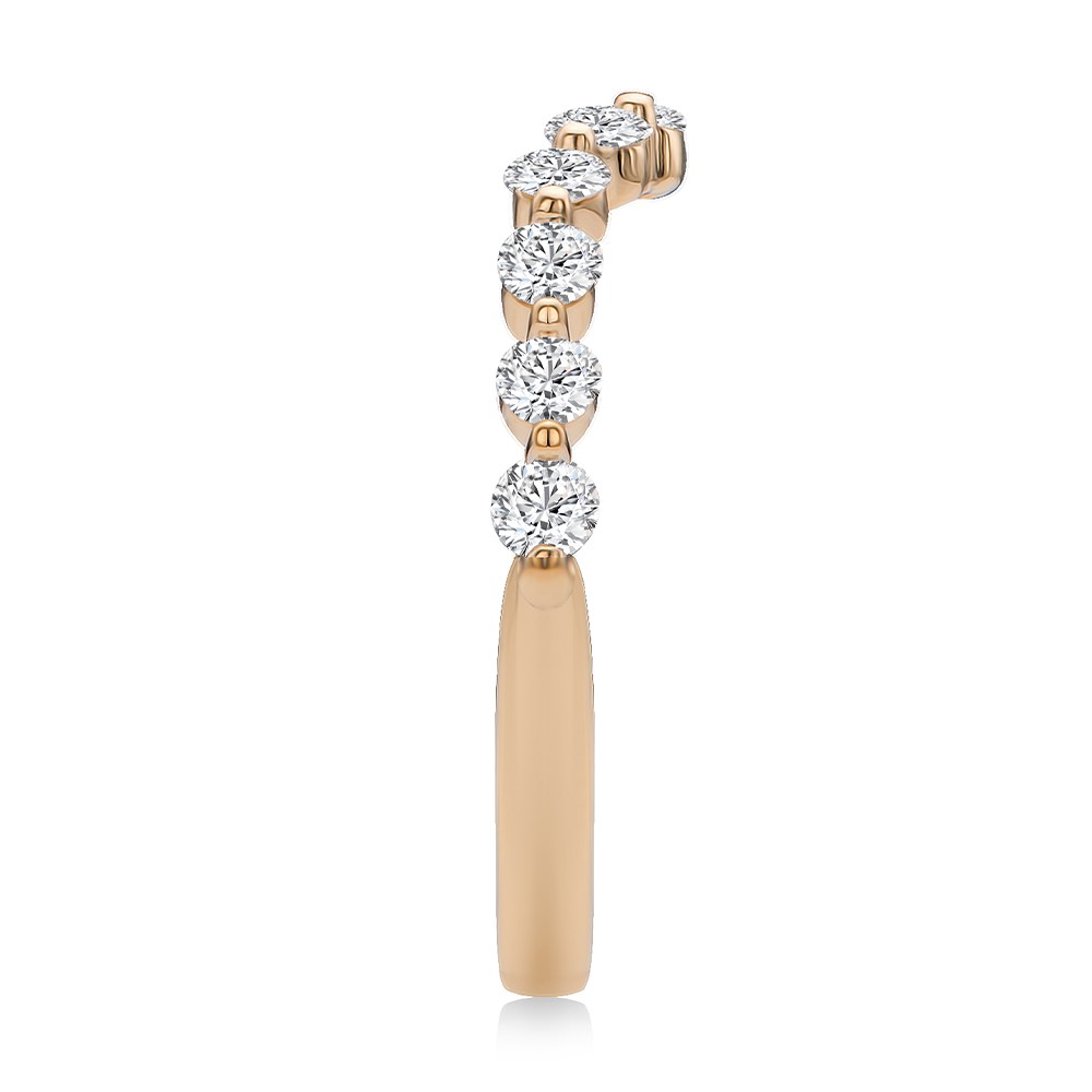 18k Rose Gold 18k Rose Gold Floating Diamond Curved Bubble Band - Side View -  108126 - Thumbnail