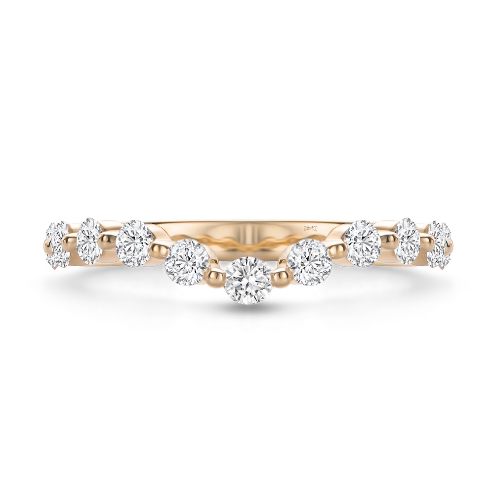 18k Rose Gold 18k Rose Gold Floating Diamond Curved Bubble Band - Top View -  108126 - Thumbnail