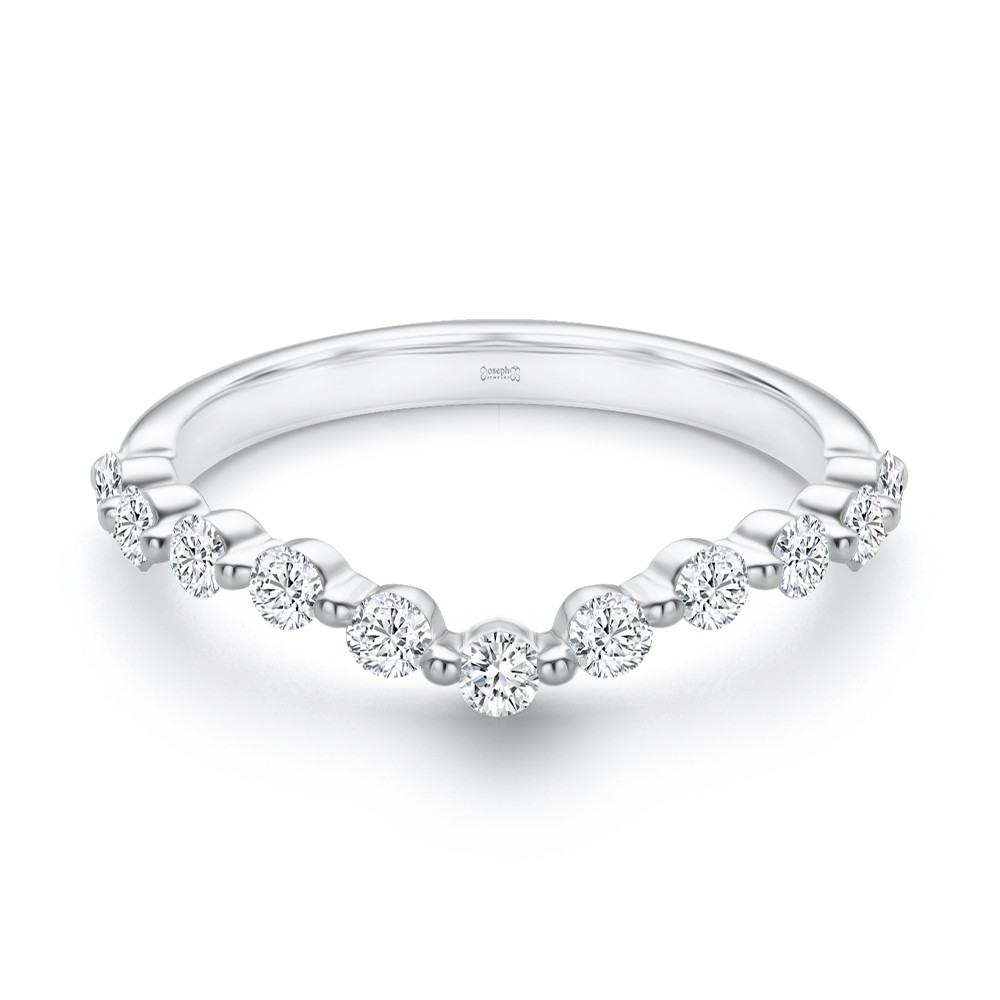 14k White Gold 14k White Gold Floating Diamond Curved Bubble Band - Flat View -  108126 - Thumbnail