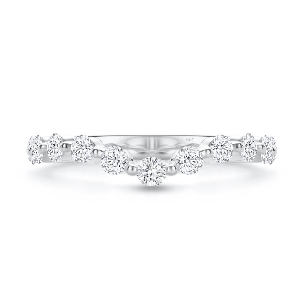 14k White Gold 14k White Gold Floating Diamond Curved Bubble Band - Top View -  108126 - Thumbnail