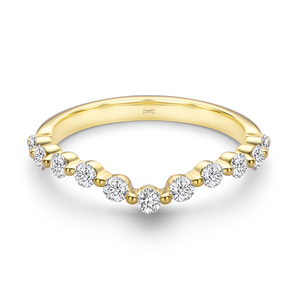 14k Yellow Gold Floating Diamond Curved Bubble Band - Flat View -  108126 - Thumbnail