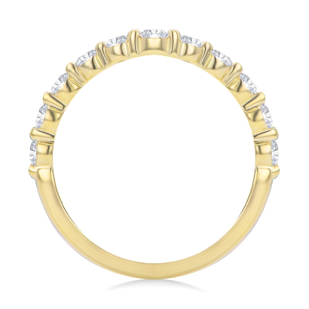 14k Yellow Gold Floating Diamond Curved Bubble Band - Front View -  108126 - Thumbnail