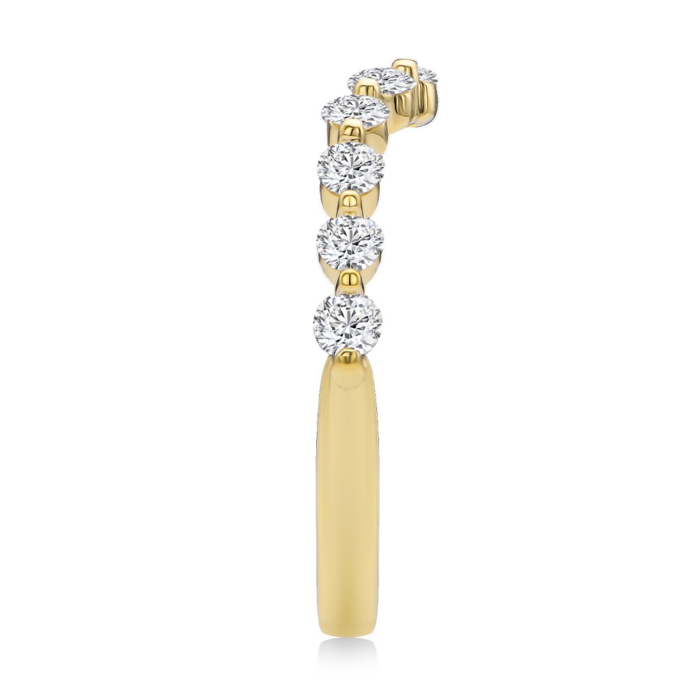14k Yellow Gold Floating Diamond Curved Bubble Band - Side View -  108126 - Thumbnail