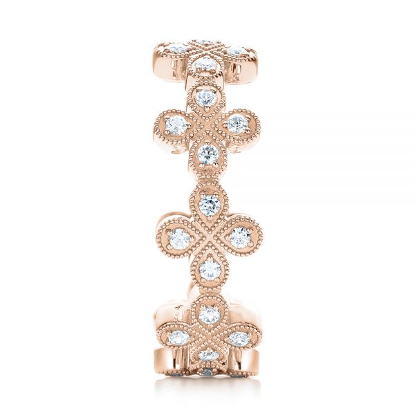14k Rose Gold 14k Rose Gold Floral Diamond Stackable Eternity Band - Side View - 101909