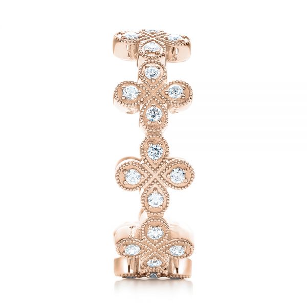 14k Rose Gold 14k Rose Gold Floral Diamond Stackable Eternity Band - Side View -  101909