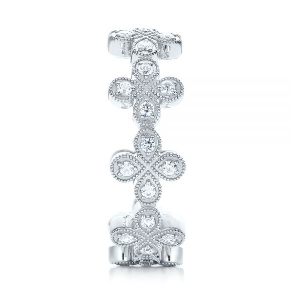 18k White Gold Floral Diamond Stackable Eternity Band - Side View -  101909
