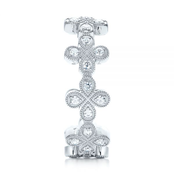 14k White Gold 14k White Gold Floral Diamond Stackable Eternity Band - Side View -  101909