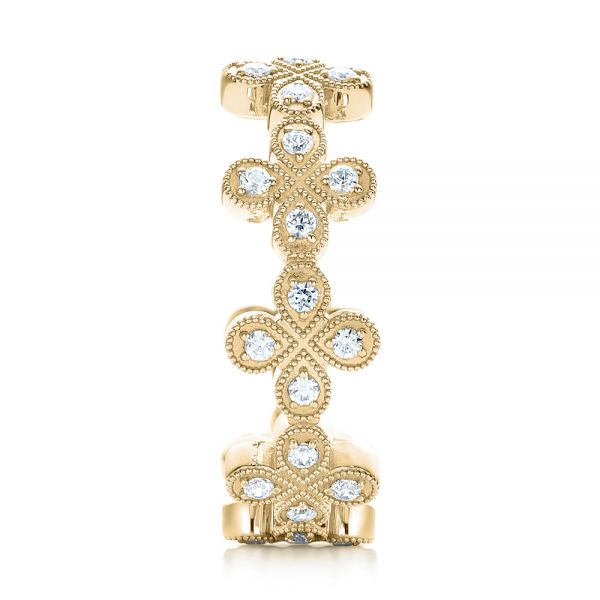 18k Yellow Gold 18k Yellow Gold Floral Diamond Stackable Eternity Band - Side View -  101909