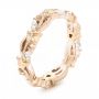 18k Rose Gold And Platinum 18k Rose Gold And Platinum Floral Filigree And Diamond Eternity Wedding Band - Three-Quarter View -  102865 - Thumbnail