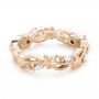 14k Rose Gold And 18K Gold 14k Rose Gold And 18K Gold Floral Filigree And Diamond Eternity Wedding Band - Flat View -  102865 - Thumbnail