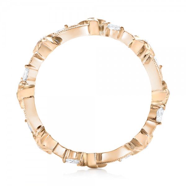 14k Rose Gold And 18K Gold 14k Rose Gold And 18K Gold Floral Filigree And Diamond Eternity Wedding Band - Front View - 102865