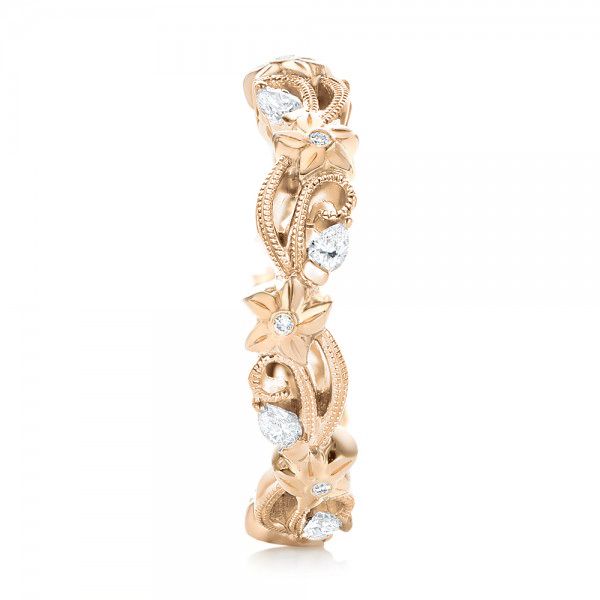 14k Rose Gold And 18K Gold 14k Rose Gold And 18K Gold Floral Filigree And Diamond Eternity Wedding Band - Side View - 102865