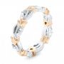  Platinum And 18K Gold Platinum And 18K Gold Floral Filigree And Diamond Eternity Wedding Band - Three-Quarter View -  102865 - Thumbnail