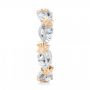 18k White Gold And 18K Gold Floral Filigree And Diamond Eternity Wedding Band - Side View -  102865 - Thumbnail