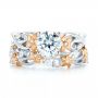 18k White Gold And 18K Gold Floral Filigree And Diamond Eternity Wedding Band - Top View -  102865 - Thumbnail