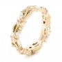 14k Yellow Gold And 14K Gold Floral Filigree And Diamond Eternity Wedding Band