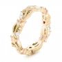 18k Yellow Gold And 14K Gold Floral Filigree And Diamond Eternity Wedding Band