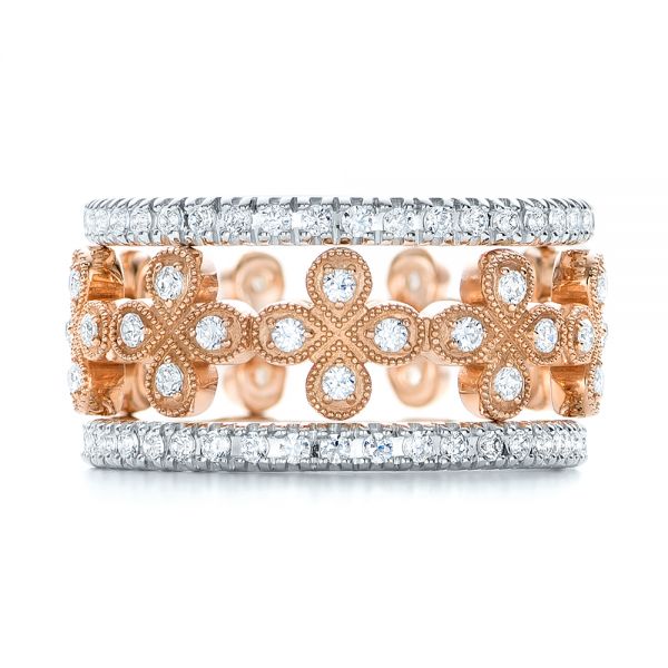 14k Rose Gold 14k Rose Gold Flower Diamond Stackable Eternity Band - Front View -  101911