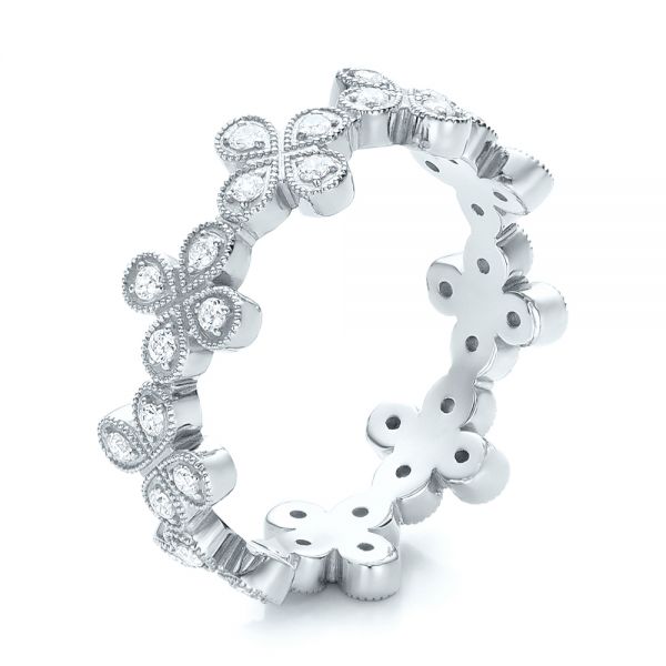 Platinum Platinum Flower Diamond Stackable Eternity Band - Three-Quarter View - 101911