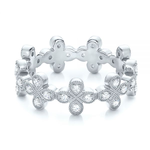 Platinum Platinum Flower Diamond Stackable Eternity Band - Flat View - 101911