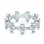 18k White Gold 18k White Gold Flower Diamond Stackable Eternity Band - Flat View -  101911 - Thumbnail