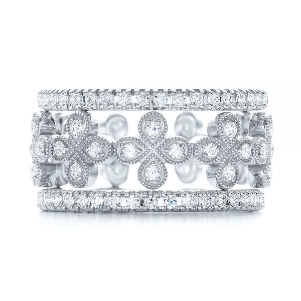  Platinum Platinum Flower Diamond Stackable Eternity Band - Front View -  101911