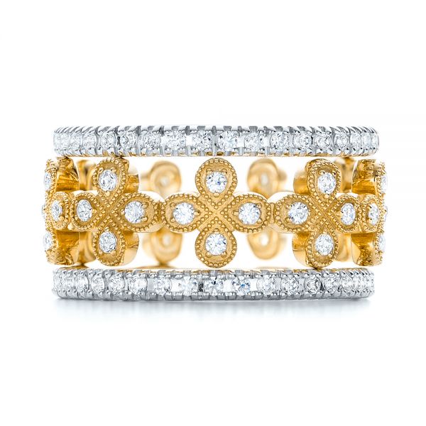 14k Yellow Gold 14k Yellow Gold Flower Diamond Stackable Eternity Band - Front View -  101911