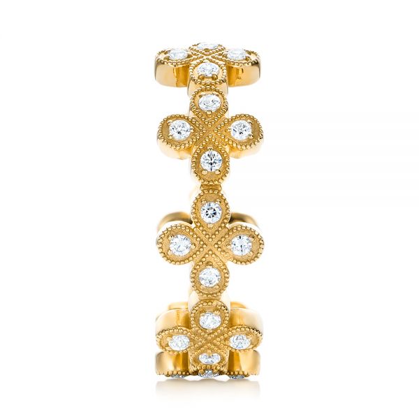 18k Yellow Gold 18k Yellow Gold Flower Diamond Stackable Eternity Band - Side View -  101911