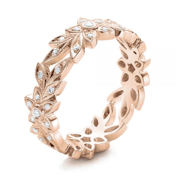 18k Rose Gold 18k Rose Gold Flower Eternity Band - Three-Quarter View -  101873