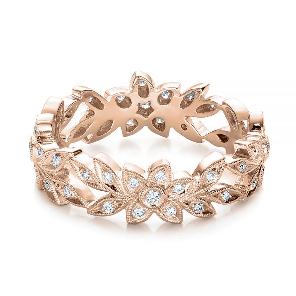 18k Rose Gold 18k Rose Gold Flower Eternity Band - Flat View -  101873