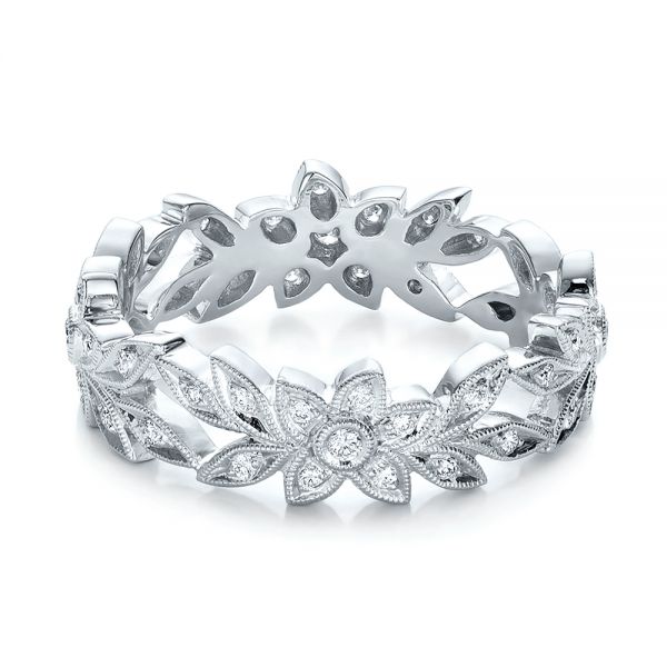 14k White Gold 14k White Gold Flower Eternity Band - Flat View -  101873