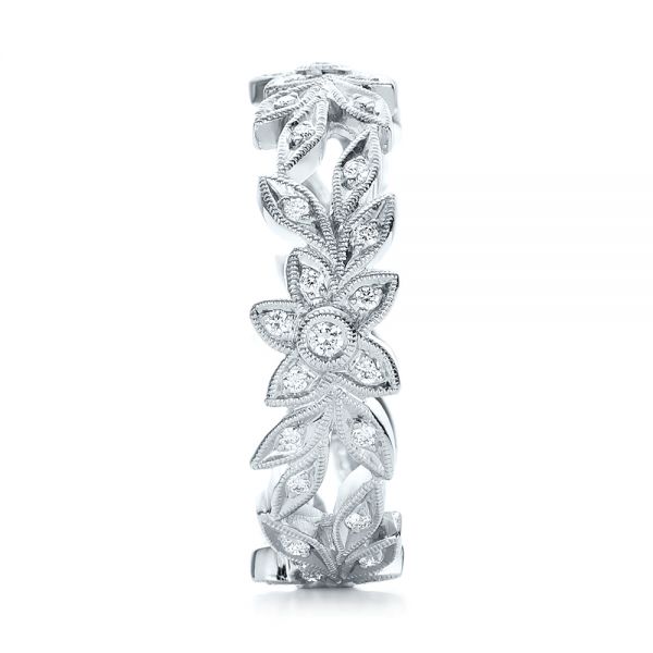 18k White Gold Flower Eternity Band - Side View -  101873