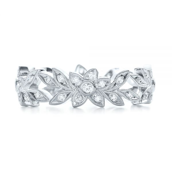 14k White Gold 14k White Gold Flower Eternity Band - Top View -  101873