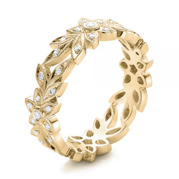 18k Yellow Gold 18k Yellow Gold Flower Eternity Band - Three-Quarter View -  101873