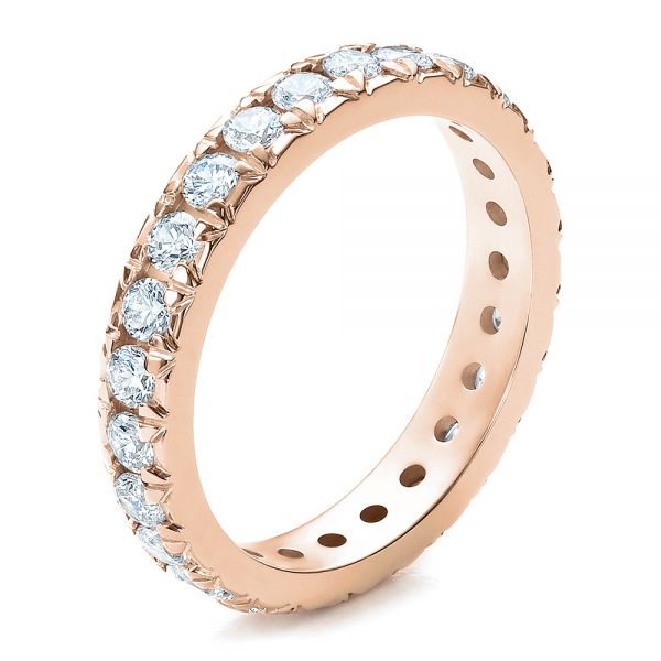 18k Rose Gold 18k Rose Gold French Cut Diamond Eternity Band - Three-Quarter View - 100114
