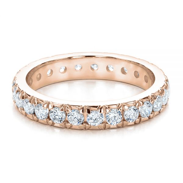 18k Rose Gold 18k Rose Gold French Cut Diamond Eternity Band - Flat View -  100114